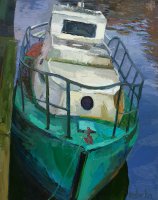 Rebeka Bruder „Žalias laivas“, 2018, 100 x 80, aliejus, drobė